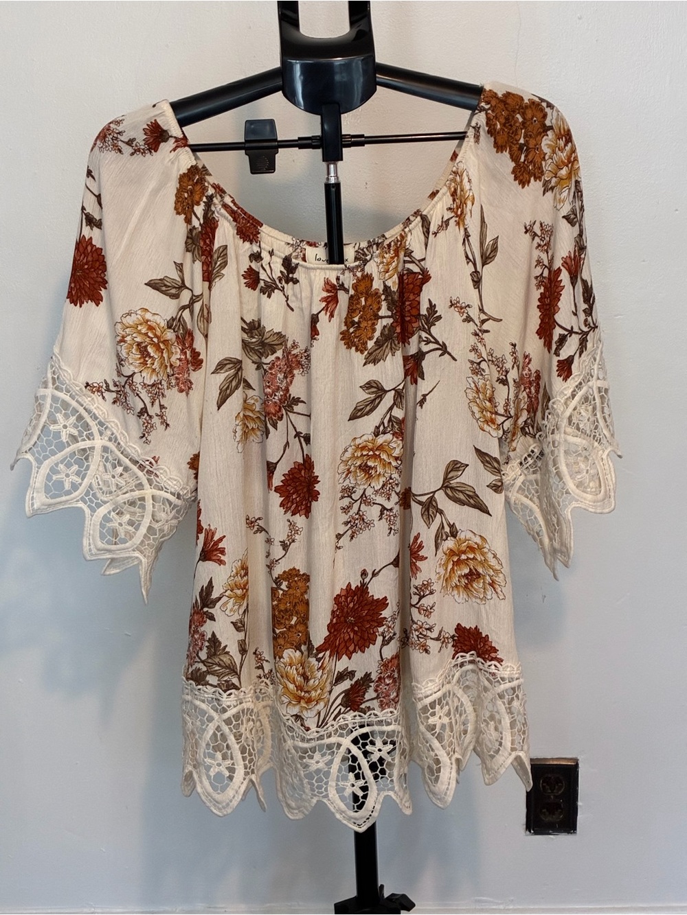 love J Cream Peasant Blouse with Rust & Mustard Floral